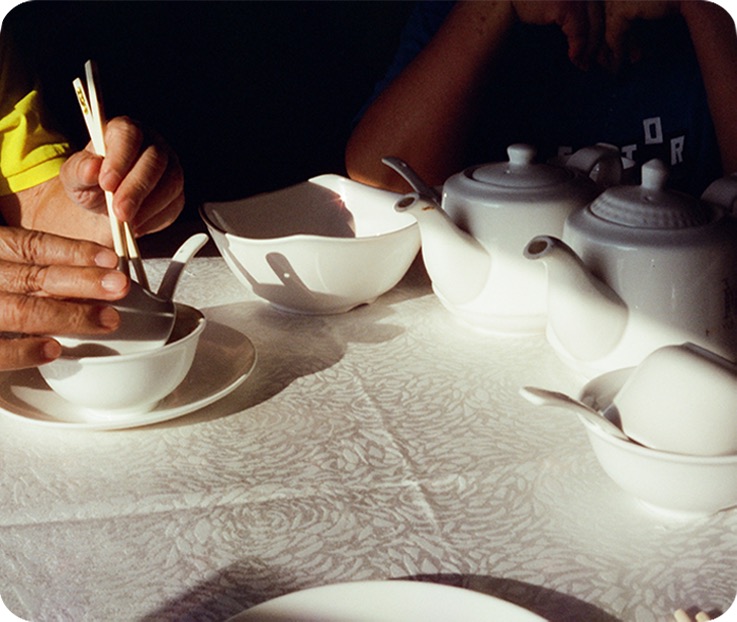 Grandpa at a tea house.